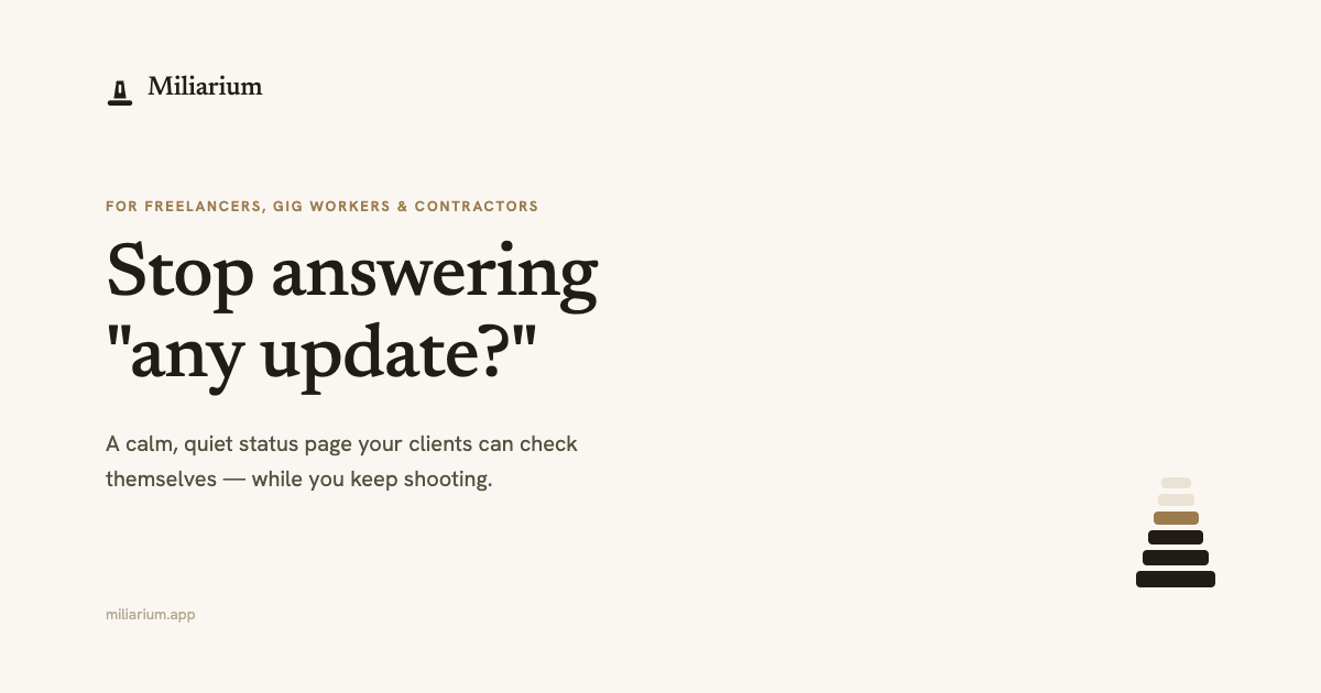 Built a status page for client work (photography, contracting, freelance) logo